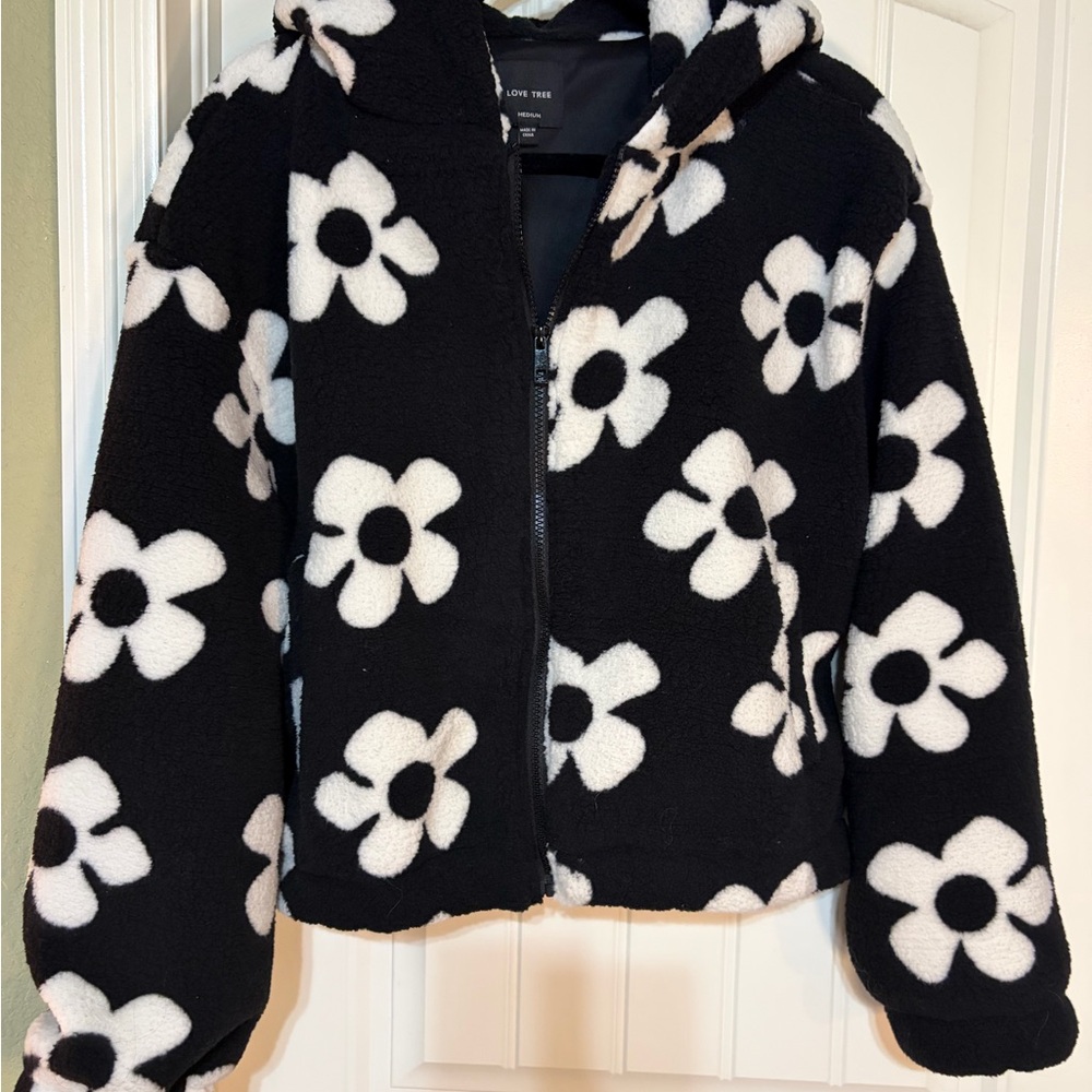 Floral Black and White Kids Jacket